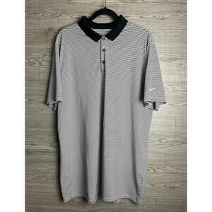 Nike Black White Stripe Men's XL Dri-Fit Golf Polo Athletic